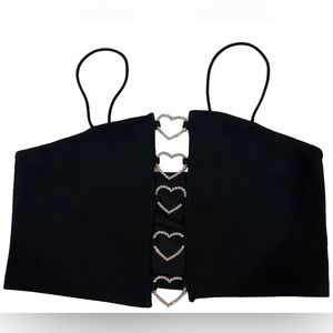 Heart ring detail cami crop top 🩶🖤 (171)